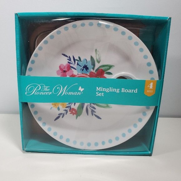 PIONEER WOMAN MINGLING BOARD SET 4 PIECES FLORAL BRAND NEW NIB - Picture 1 of 9